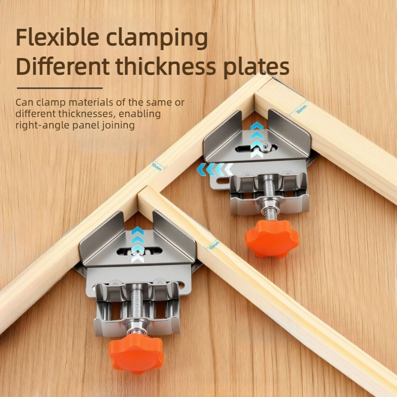 Woodworking Right Angle Clamp - Edelstahl-Winkelklemme (offen/geschlossen), Schnellklemmwerkzeug für Holzbearbeitung, 90-Grad-Winkel-Festrahmenklemme
