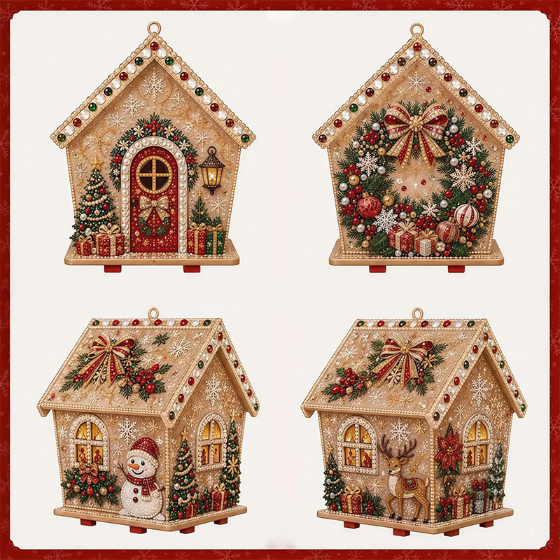 Woodworking Hobbies - 3D-Diamant-Holzhaus-Perlen-Diamant-Kunstgemälde, Perlen-Bastelset, DIY-Perlen-Bastelset für Erwachsene, Heimdekoration,