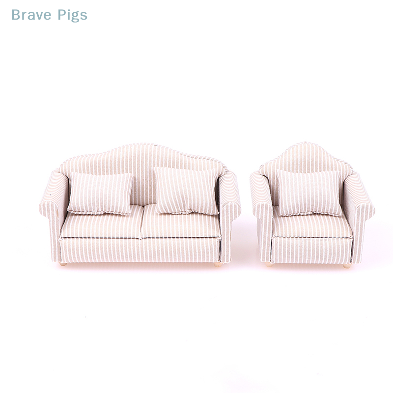 Woodworking Tv - 1:12 Mini-Möbel-Sofa mit Kissen für Puppenhaus-Kinder,