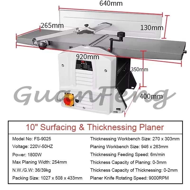 10-Zoll Hochleistungs-Multifun – Woodworking Thicknesser Bewertung und Preis